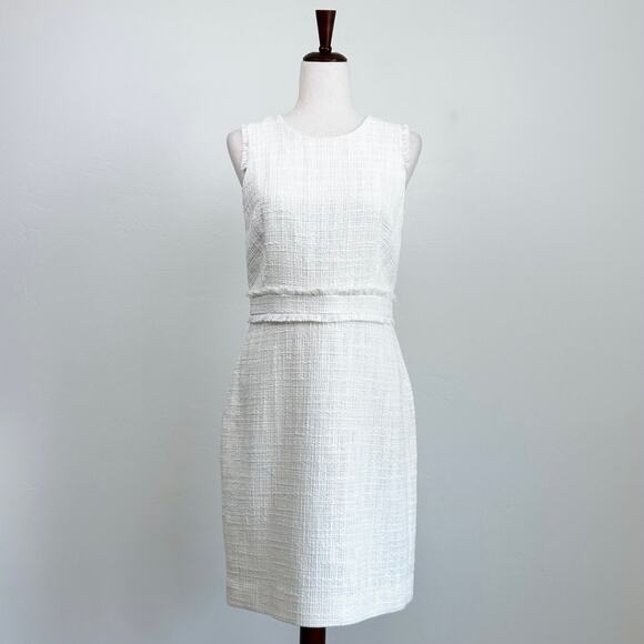 J. Crew White Tweed Sleeveless Knee Length Pencil Sheath Dress NWT - Picture 2 of 10